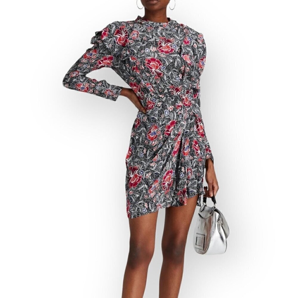 Isabel Marant Etolie Yoana Printed Silk Mini Dress, Size 34EU